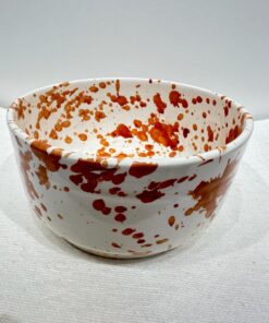 bol en céramique blanc et rouge, fait main par des artisans marocains.