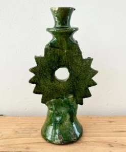bougeoir tamegroute vert artisanal fait main par des artisans talentueux.