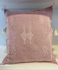 Coussin Sabra rose marocain avec motifs traditionnels