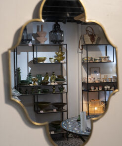 Miroir Artisanal Marocain "Zahra" en Laiton Doré - Forme Orientale, Fait Main