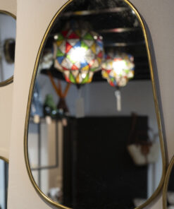 Miroir Artisanal Marocain "Kenza" en Laiton Doré - Fait Main, Forme Galet Asymétrique