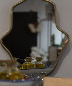 Miroir Artisanal Marocain "Adèle" en Laiton Doré - Fait Main, Style Art Déco