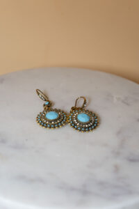 Boucles d'Oreilles "Yasmina" - Style Vintage Oriental, Laiton et Turquoise