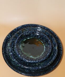 Set de 4 assiettes Tamegroute "Nuit", poterie artisanale marocaine