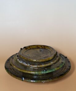 Set de 4 assiettes Tamegroute "Terre", poterie artisanale marocaine