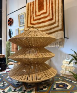 Lanterne suspendue en raphia naturel, forme pagode
