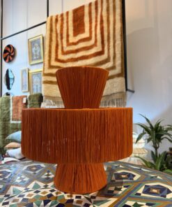 Lampe de table sablier en raphia orange uni