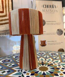 Lampe de table en raphia bicolore terracotta